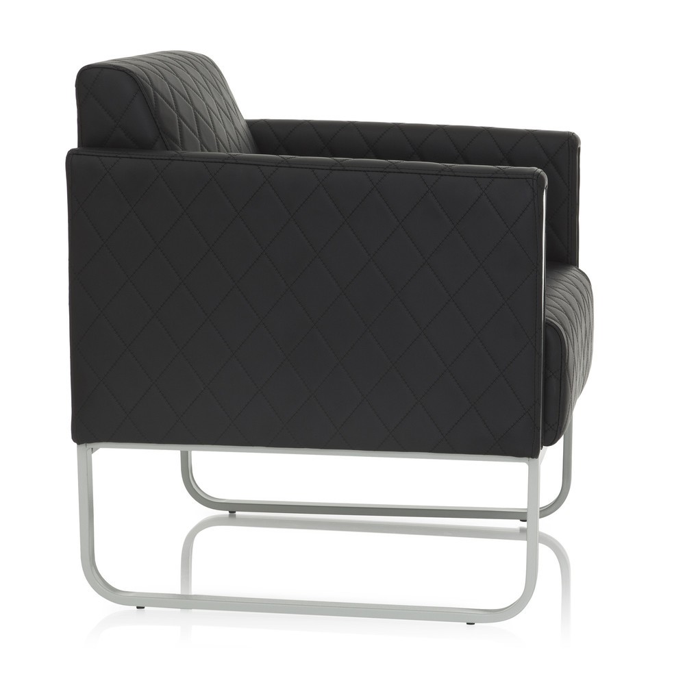Numéro de l'image du produit 3: Fauteuil lounge hjh OFFICE ARUBA STEP piètement gris clair similicuir, 1 place, noir