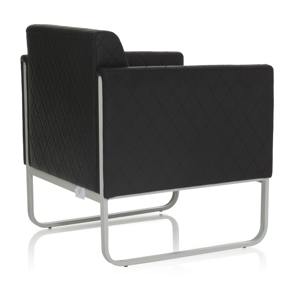 Numéro de l'image du produit 4: Fauteuil lounge hjh OFFICE ARUBA STEP piètement gris clair similicuir, 1 place, noir