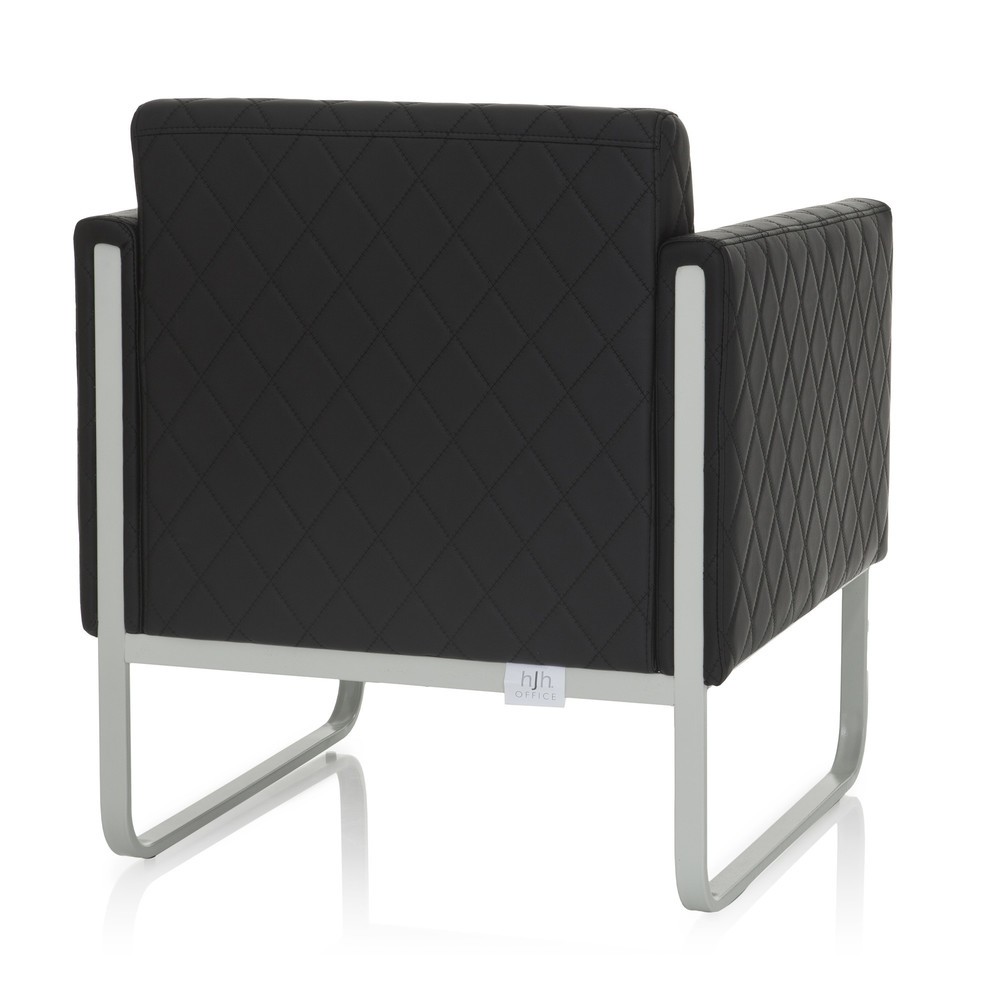 Numéro de l'image du produit 6: Fauteuil lounge hjh OFFICE ARUBA STEP piètement gris clair similicuir, 1 place, noir