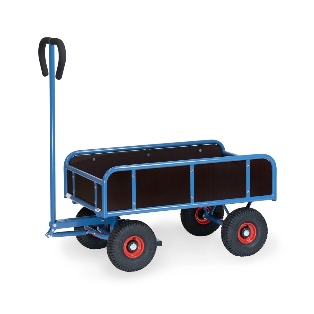 Chariot à bras fetra® à 2 essieux avec 4 parois fixes, pneumatiques gonflables, surface de chargement LxP 545 x 945 mm Illustration du produit: Chariot à bras fetra® à 2 essieux avec 4 parois fixes, pneumatiques gonflables, surface de chargement LxP 545 x 945 mm