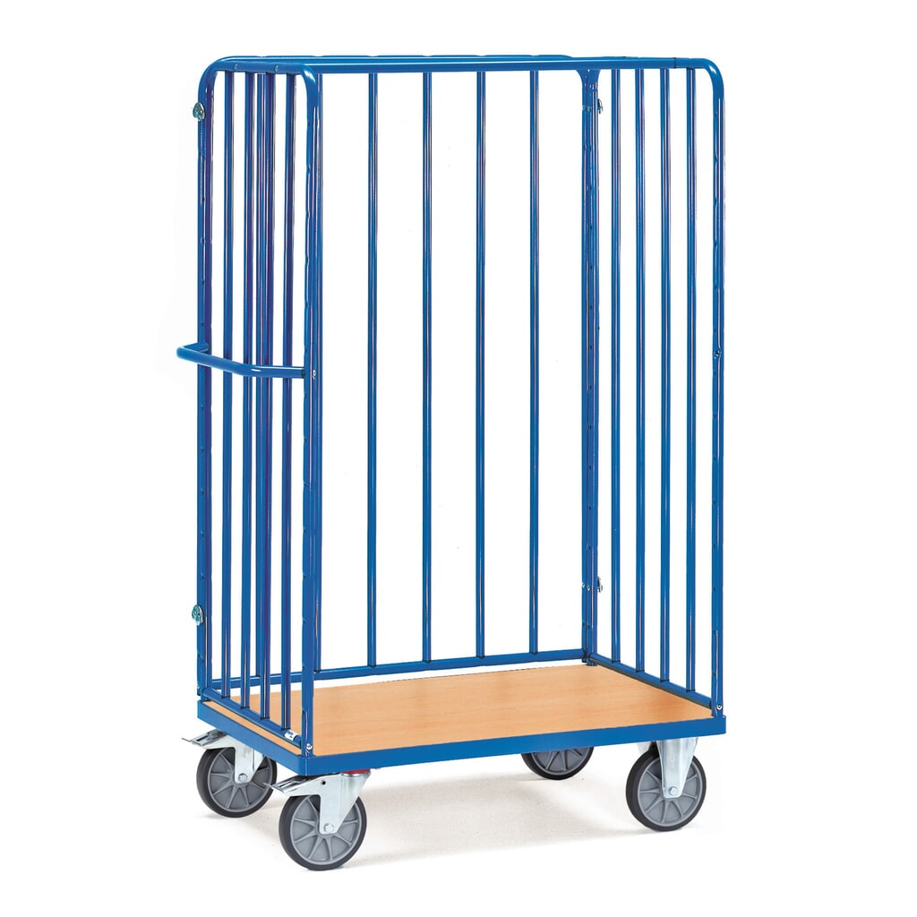 fetra® Chariot à colis, avec 3 ridelles à montants, surface de chargement lxP 1 000 x 600 mm, hauteur 1 800 mm Illustration du produit: fetra® Chariot à colis, avec 3 ridelles à montants, surface de chargement lxP 1 000 x 600 mm, hauteur 1 800 mm