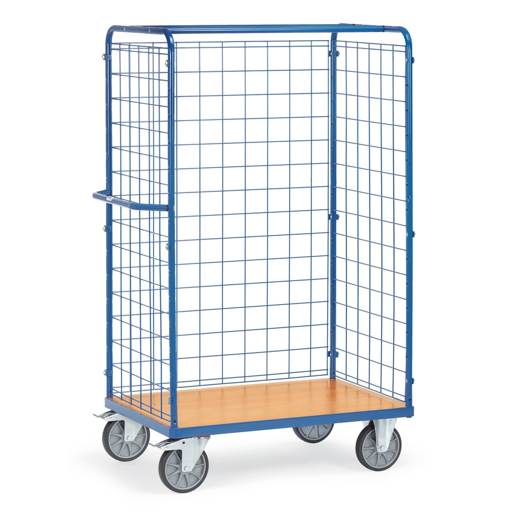 Chariot pour paquets fetra®, 3 côtés avec paroi grillagée, surface de chargement L × P 1 000 x 600 mm, hauteur 1.800 mm Illustration du produit: Chariot pour paquets fetra®, 3 côtés avec paroi grillagée, surface de chargement L × P 1 000 x 600 mm, hauteur 1.800 mm