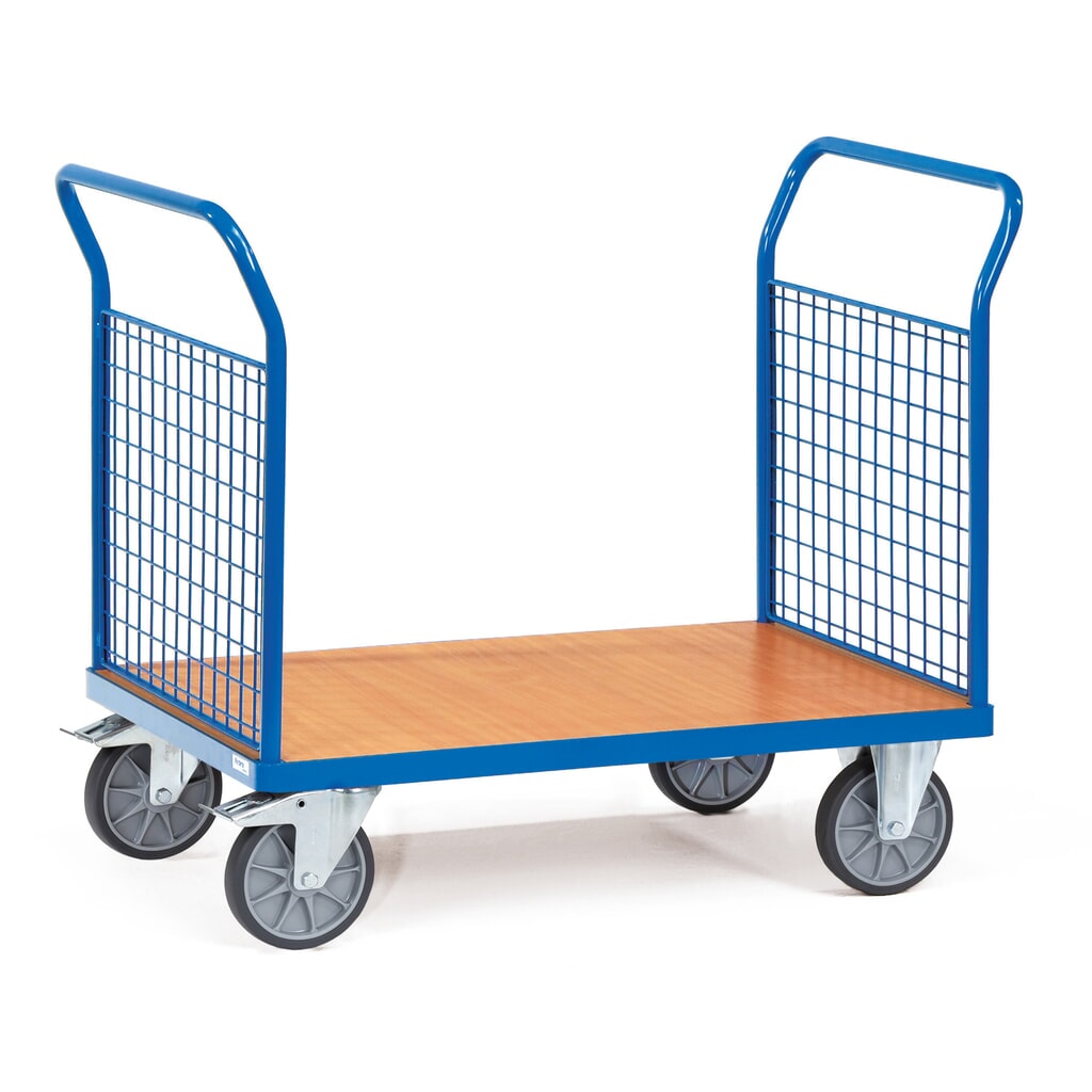 N° de l'image du produit 1 : fetra® Chariot à plate-forme, 2 côtés avec parois grillagées, surface de chargement lxP 500 x 850 mm