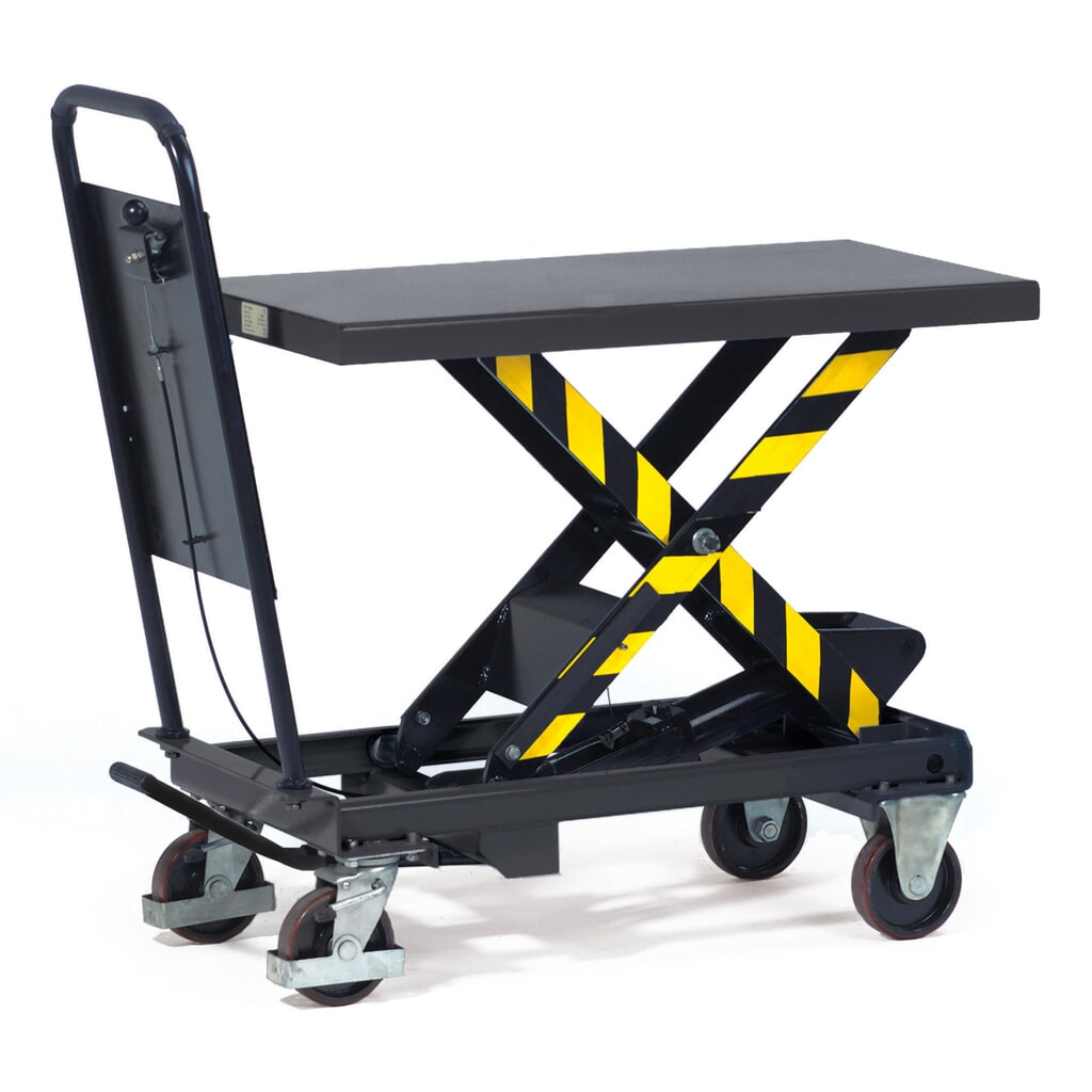 fetra® Chariot à plate-forme élévatrice à ciseaux avec panneau de butée, capacité de charge 500 kg, 1 010 x 520 mm Illustration du produit: fetra® Chariot à plate-forme élévatrice à ciseaux avec panneau de butée, capacité de charge 500 kg, 1 010 x 520 mm