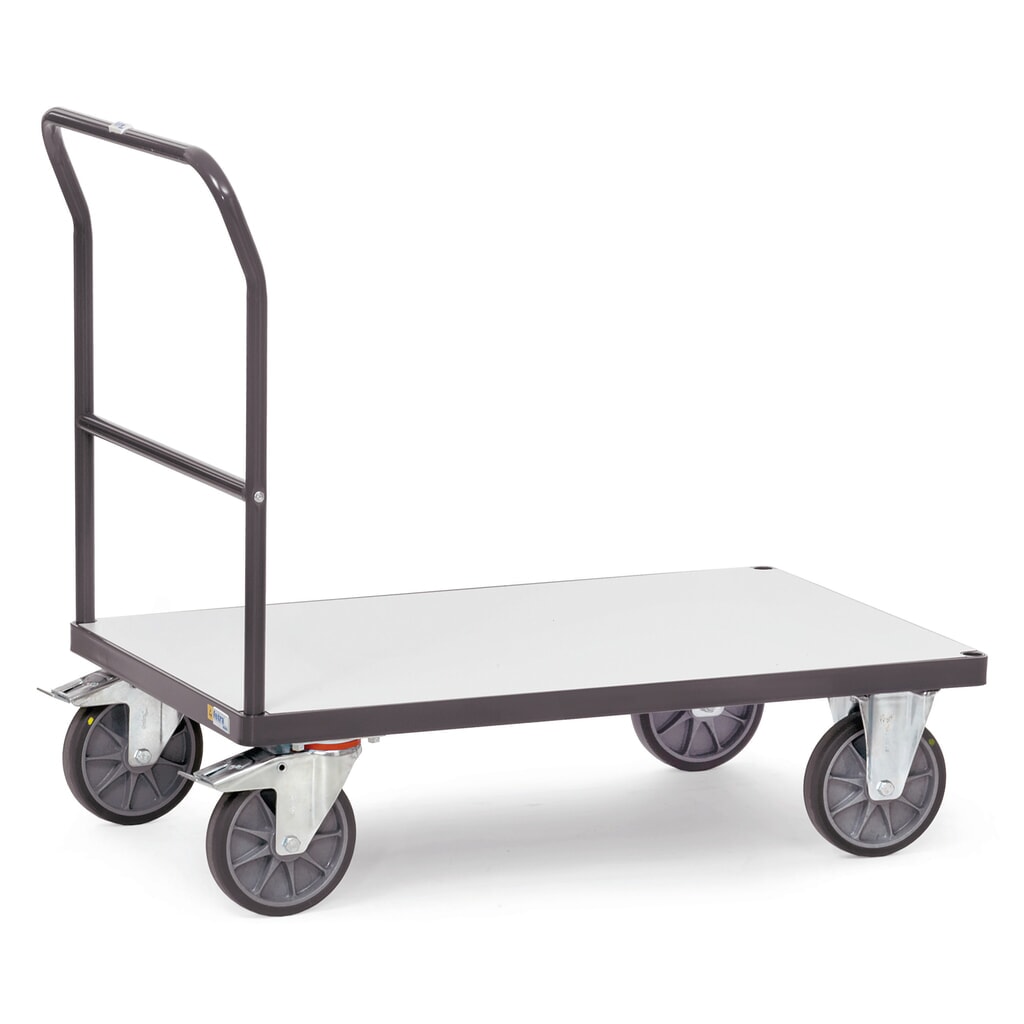 Chariot à plate-forme ESD fetra®, avec surface de chargement en bois l x P 600 x 1 000 mm, capacité de charge 600 kg N° de l'image du produit 1 : Chariot à plate-forme ESD fetra®, avec surface de chargement en bois l x P 600 x 1 000 mm, capacité de charge 600 kg