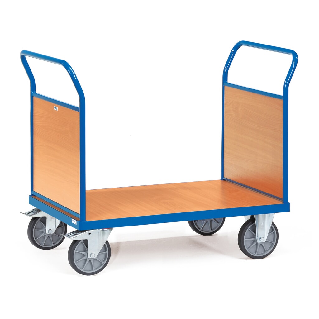N° de l'image du produit 1 : fetra® Chariot à plate-forme, à 2 côtés avec ridelles en bois, surface de chargement lxP 500 x 850 mm