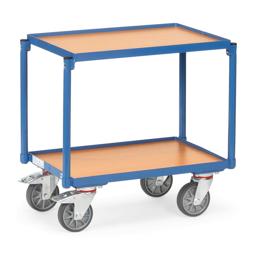 fetra® Chariot à plateaux, 2 plateaux en bois