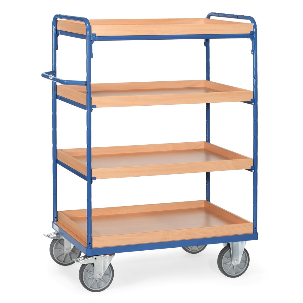 fetra® Chariot à plateaux avec caissettes, 4 plateaux de 1 000 x 700 mm, hauteur 1 552 mm Illustration du produit: fetra® Chariot à plateaux avec caissettes, 4 plateaux de 1 000 x 700 mm, hauteur 1 552 mm