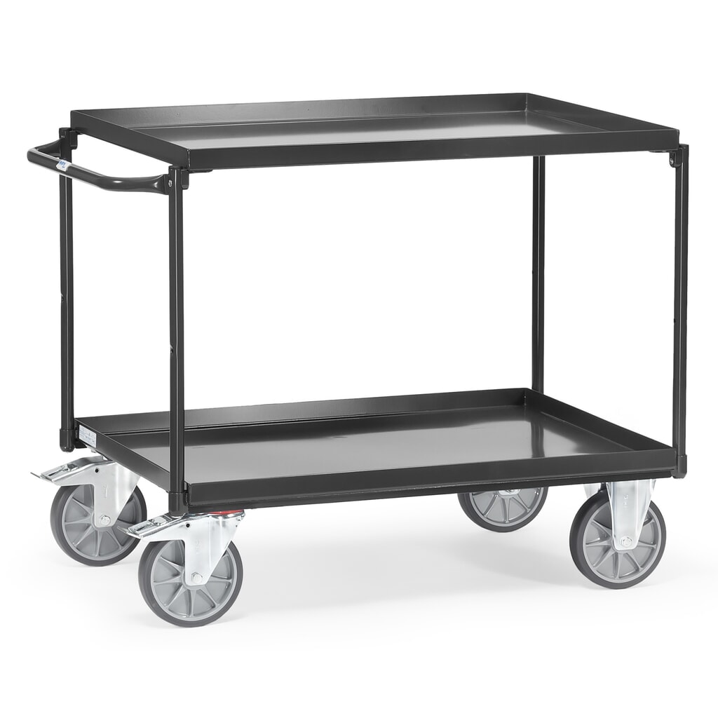fetra® Servante avec bacs étanches à l’huile, 2 bacs de 1.000 x 700 mm, arceau horizontal, gris anthracite N° de l'image du produit 1 : fetra® Servante avec bacs étanches à l’huile, 2 bacs de 1.000 x 700 mm, arceau horizontal, gris anthracite