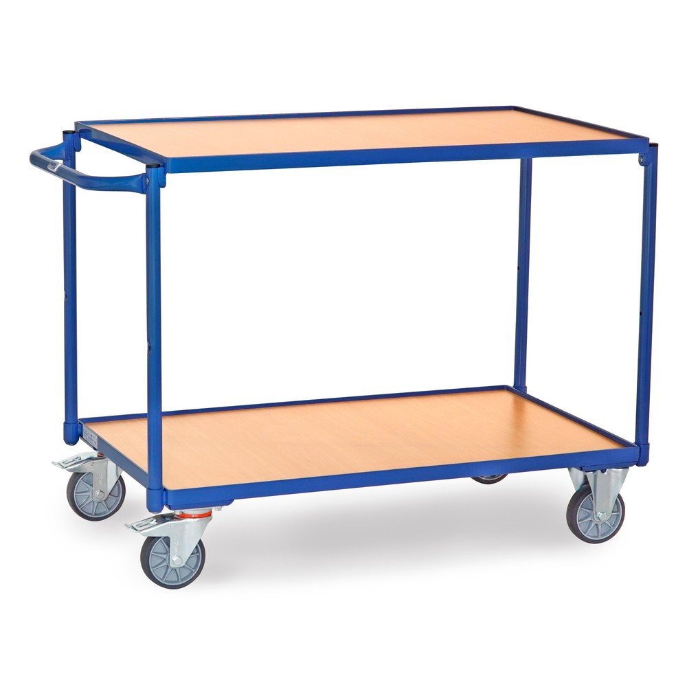 Illustration du produit: fetra® Servante, capacité de charge 300 kg, 2 niveaux de 1 000 x 600 mm, dossier de poussée horizontal