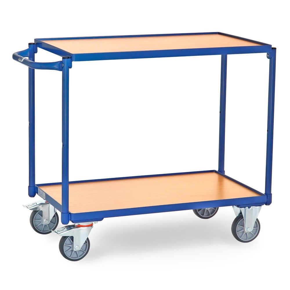 Illustration du produit: fetra® Servante, capacité de charge 300 kg, 2 niveaux de 850 x 500 mm, dossier de poussée horizontal