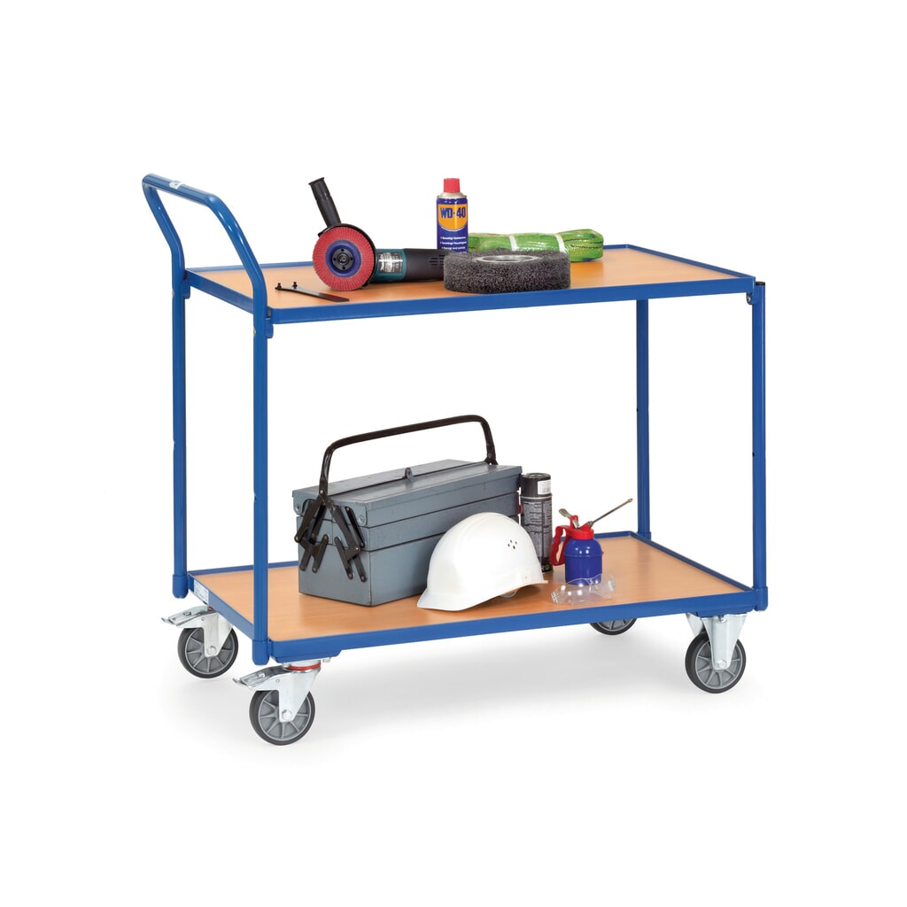 fetra® Servante, capacité de charge 300 kg, 2 niveaux de 850 x 500 mm, dossier de poussée haut N° de l'image du produit 3 : fetra® Servante, capacité de charge 300 kg, 2 niveaux de 850 x 500 mm, dossier de poussée haut