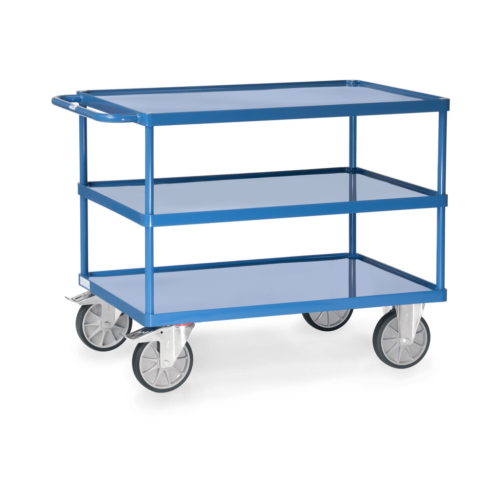 Servante et chariot de montage fetra® avec 3 bacs en tôle d’acier, surface de chargement de 1 000 x 600 mm Illustration du produit: Servante et chariot de montage fetra® avec 3 bacs en tôle d’acier, surface de chargement de 1 000 x 600 mm
