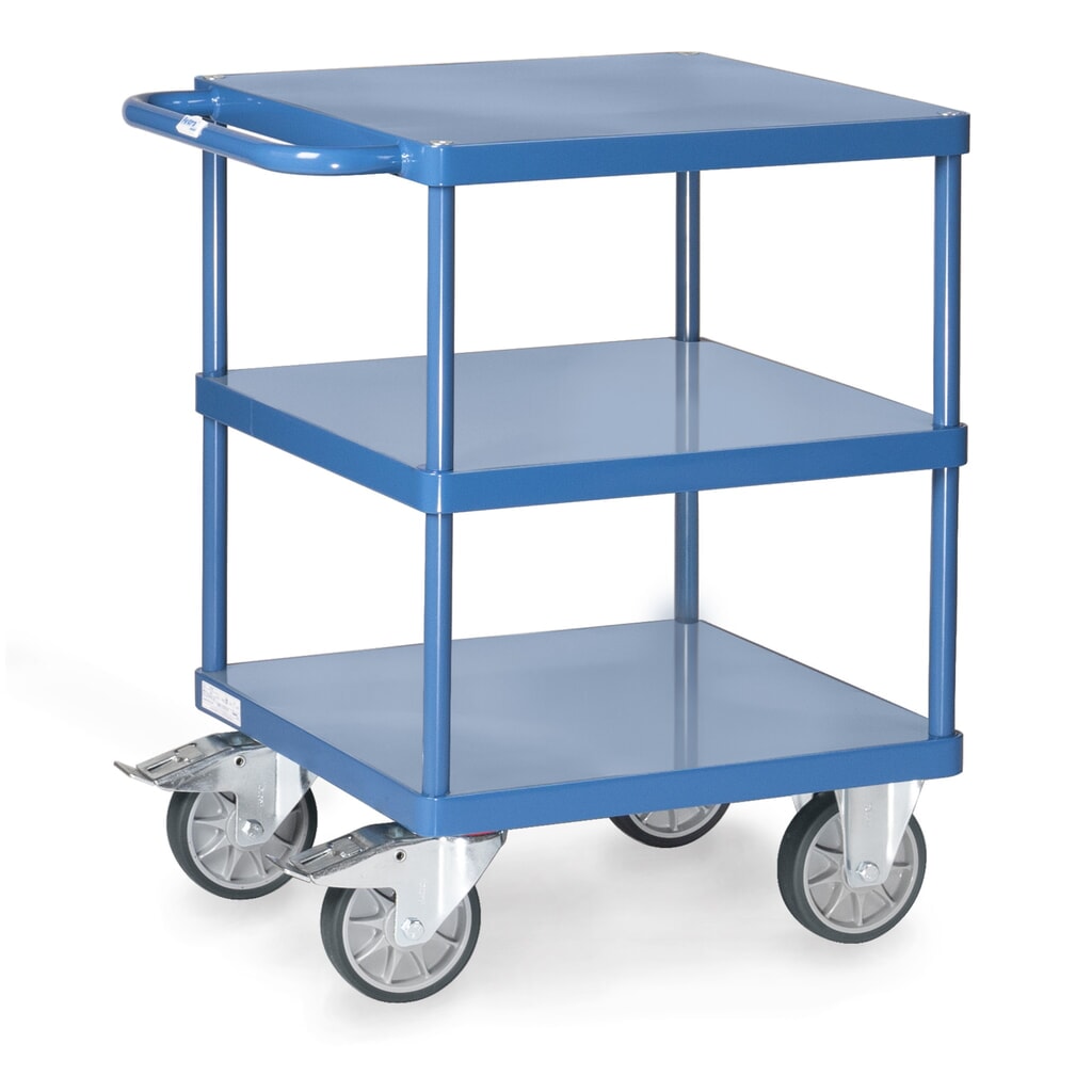 Illustration du produit: Servante et chariot de montage fetra® avec 3 tablettes en tôle d’acier de 600 x 600 mm