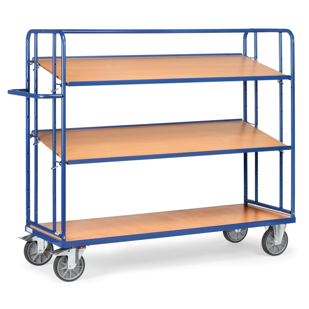 fetra® Chariot à plateaux pour bacs Euro, capacité de charge 500 kg, 3 plateaux de 1 250 x 610 mm N° de l'image du produit 1 : fetra® Chariot à plateaux pour bacs Euro, capacité de charge 500 kg, 3 plateaux de 1 250 x 610 mm