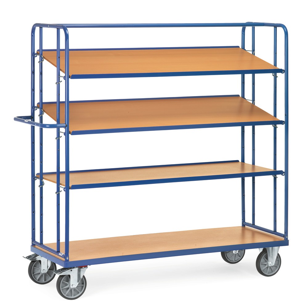 Numéro de l'image du produit 2: fetra® Chariot à plateaux pour bacs Euro, capacité de charge 500 kg, 4 plateaux de 1 650 x 610 mm