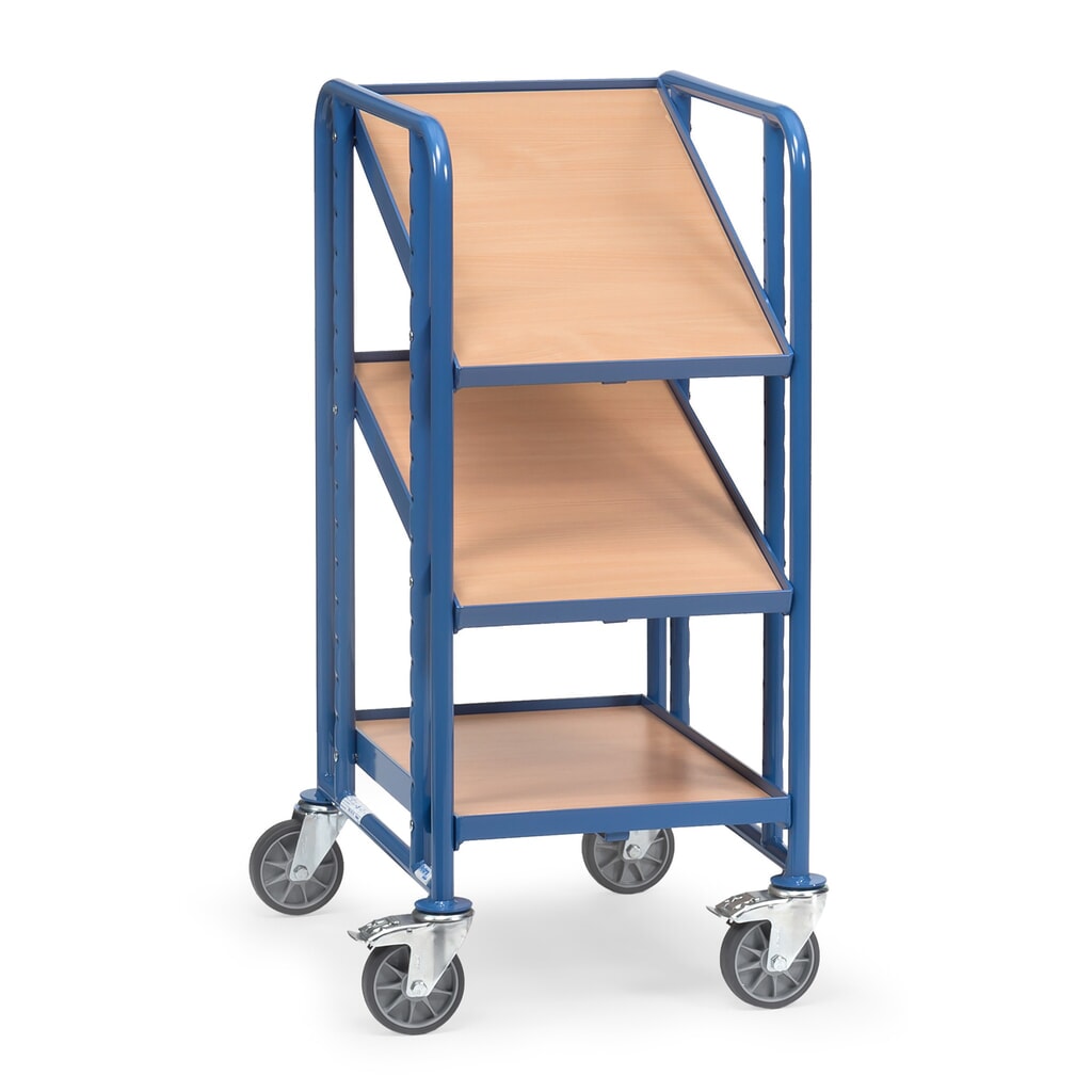 fetra® Chariot à plateaux pour bacs Euro avec tablettes