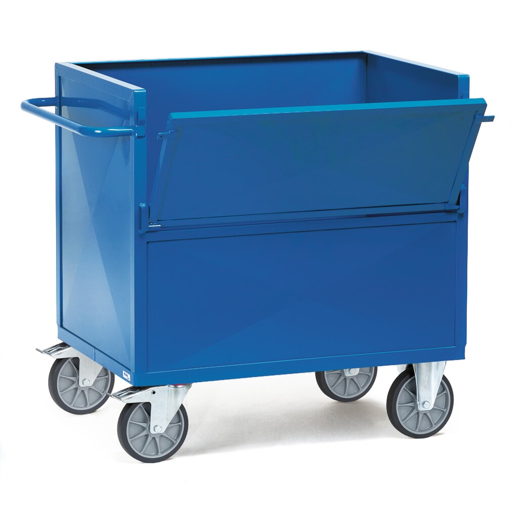 Chariot-caisse fetra® avec parois en tôle d'acier, revêtement par poudrage, surface de chargement 700 x 1.000 mm Illustration du produit: Chariot-caisse fetra® avec parois en tôle d'acier, revêtement par poudrage, surface de chargement 700 x 1.000 mm