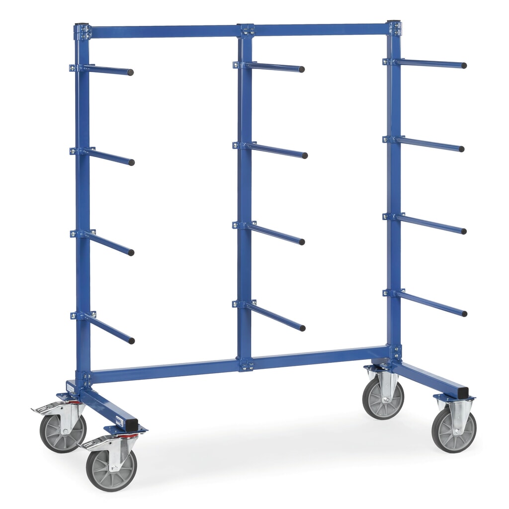 fetra® Chariot cantilever, à un côté, 12 barres de portée, HxlxP 1 807 x 1 400 x 800 mm Illustration du produit: fetra® Chariot cantilever, à un côté, 12 barres de portée, HxlxP 1 807 x 1 400 x 800 mm