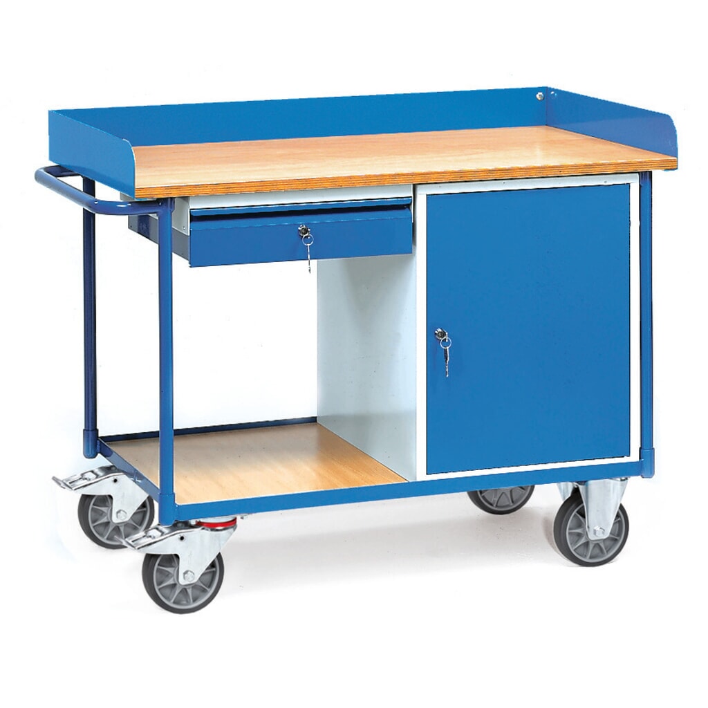 Illustration du produit: fetra® Chariot d'atelier, armoire + 1 tiroir, avec rebord, HxlxP 930 x 1 220 x 650 mm