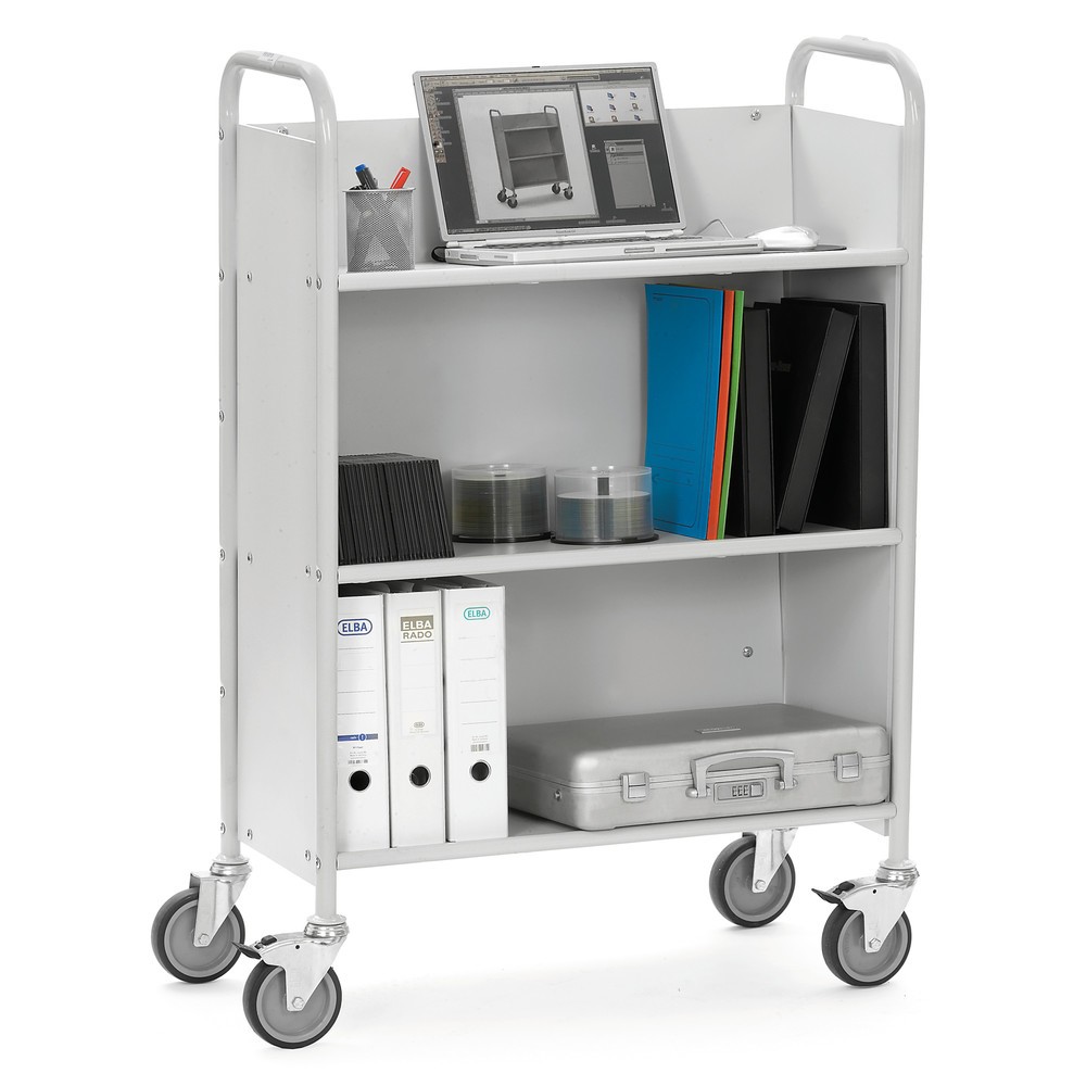 Numéro de l'image du produit 2: fetra® Chariot de bureau et à dossiers, 2 compartiments avec paroi arrière + tablettes inclinées