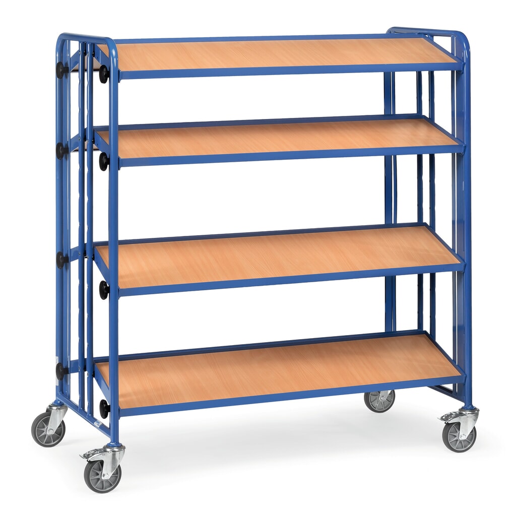 fetra® Chariot de montage avec tablettes, 4 tablettes, à deux côtés Illustration du produit: fetra® Chariot de montage avec tablettes, 4 tablettes, à deux côtés