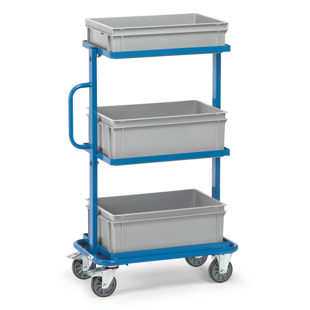 fetra® Chariot de montage, cadre ouvert, avec bacs