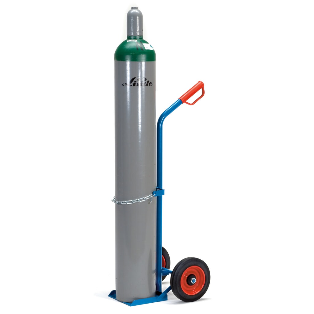 Diable porte-bouteilles en acier pour 1 bouteille en acier fetra® de 20 à 50 litres, pneumatiques à bandage plein N° de l'image du produit 2 : Diable porte-bouteilles en acier pour 1 bouteille en acier fetra® de 20 à 50 litres, pneumatiques à bandage plein