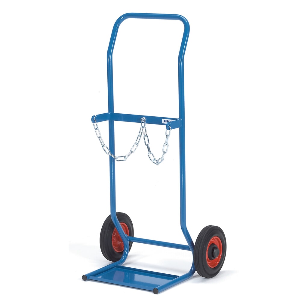 Diable porte-bouteilles en acier pour 2 bouteilles en acier fetra® de 10 litres, pneumatiques à bandage plein Illustration du produit: Diable porte-bouteilles en acier pour 2 bouteilles en acier fetra® de 10 litres, pneumatiques à bandage plein