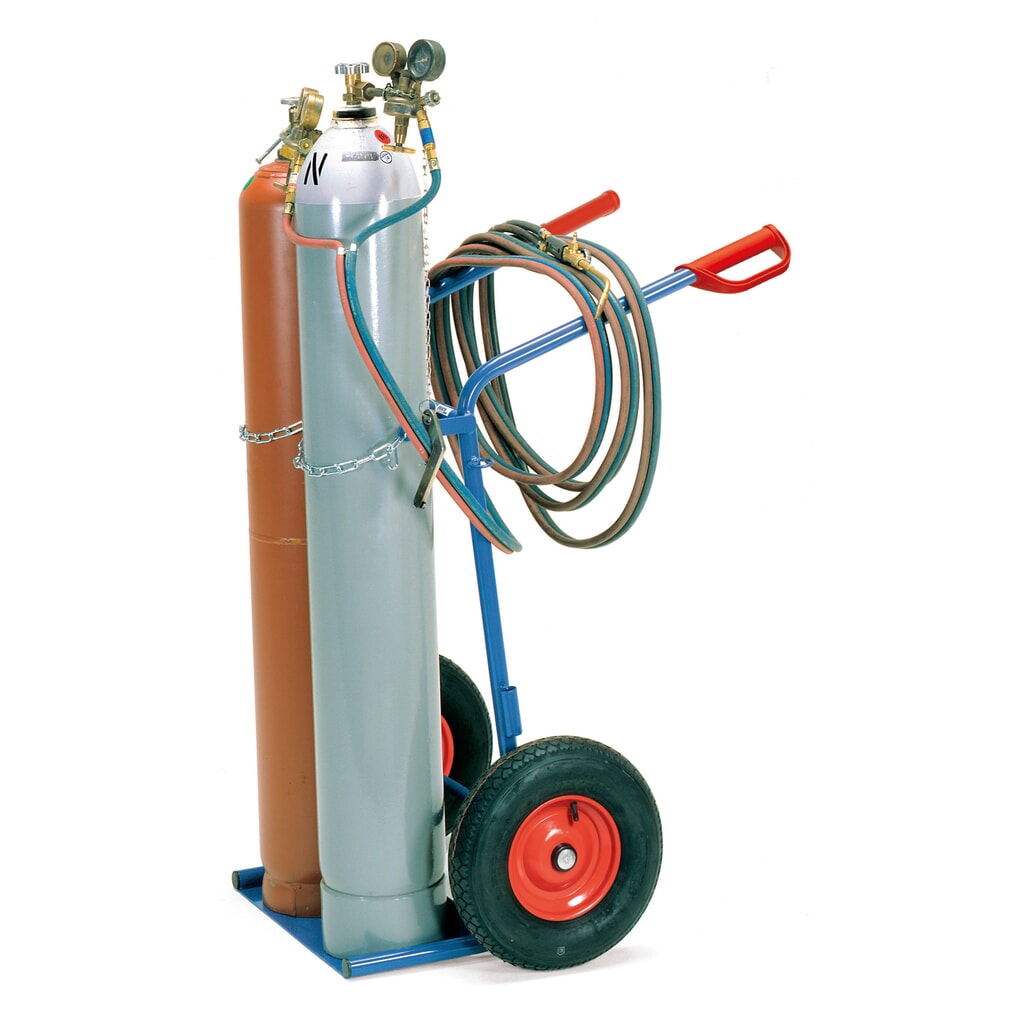 N° de l'image du produit 2 : fetra® Diable pour bouteilles en acier, pour 2 bouteilles en acier de 40-50 litres, pneumatiques gonflables