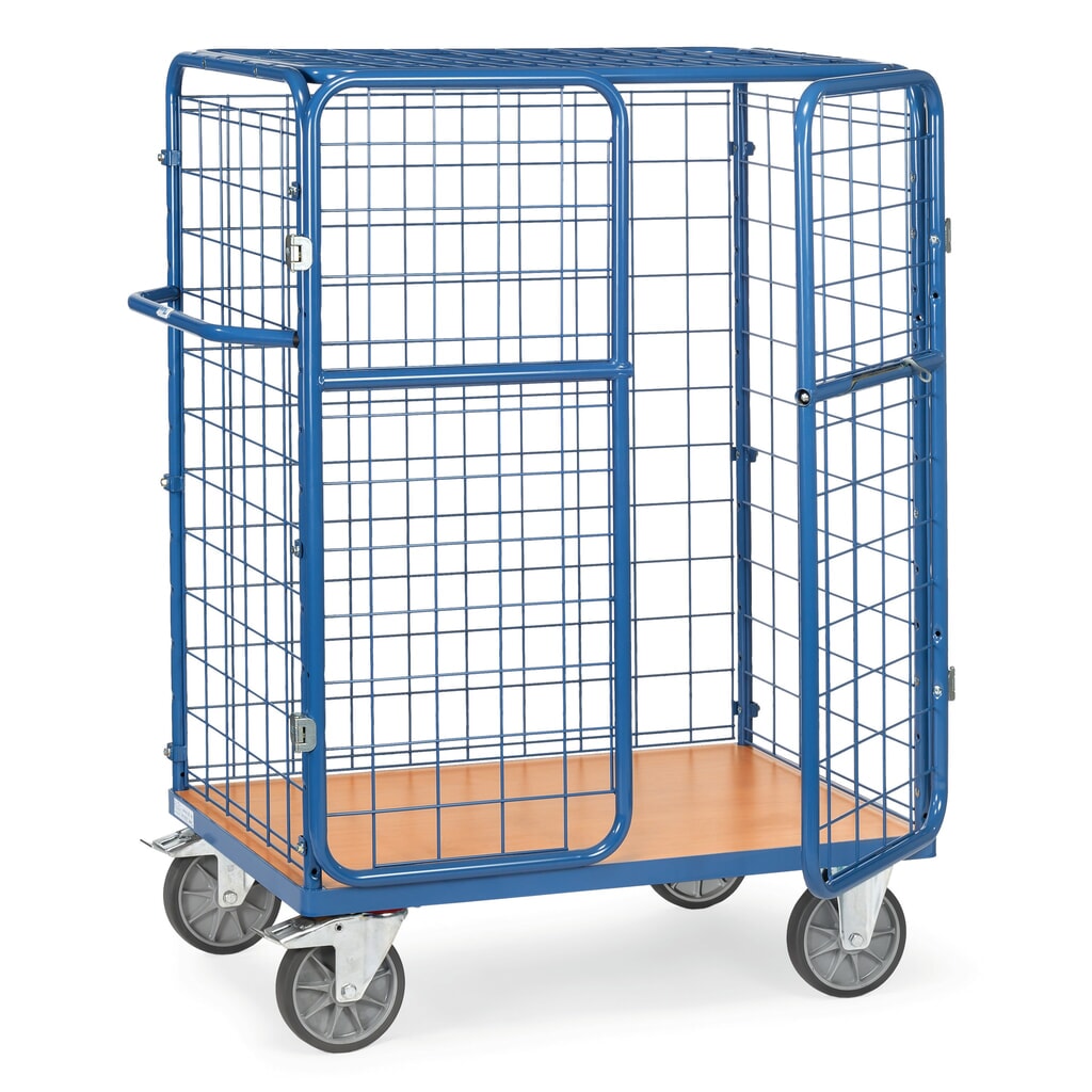 fetra® Chariot à colis, capacité de charge 600 kg, surface de chargement lxP 1 000 x 700 mm, hauteur 1 552 mm, avec toit N° de l'image du produit 1 : fetra® Chariot à colis, capacité de charge 600 kg, surface de chargement lxP 1 000 x 700 mm, hauteur 1 552 mm, avec toit