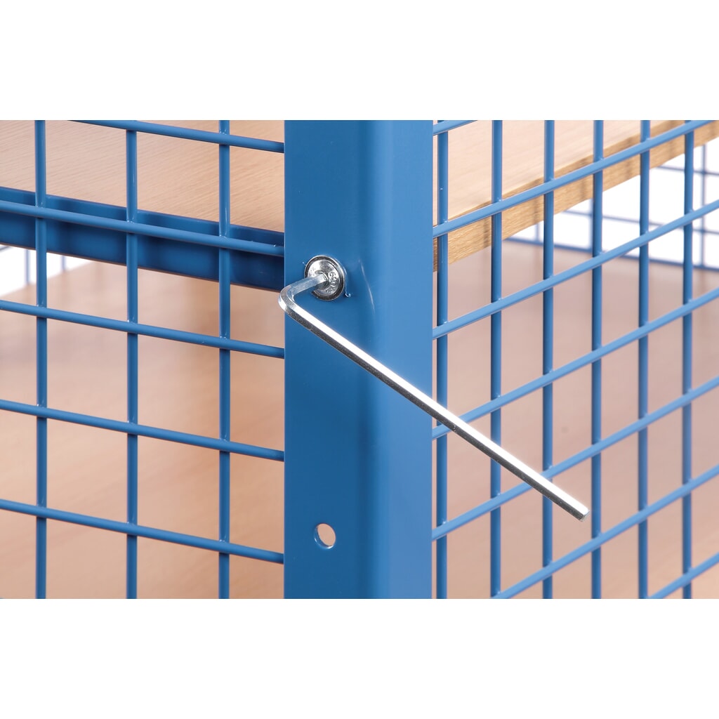 fetra® Chariot fermé, 3 parois grillagées, 5 tablettes de 1 000 x 680 mm N° de l'image du produit 3 : fetra® Chariot fermé, 3 parois grillagées, 5 tablettes de 1 000 x 680 mm