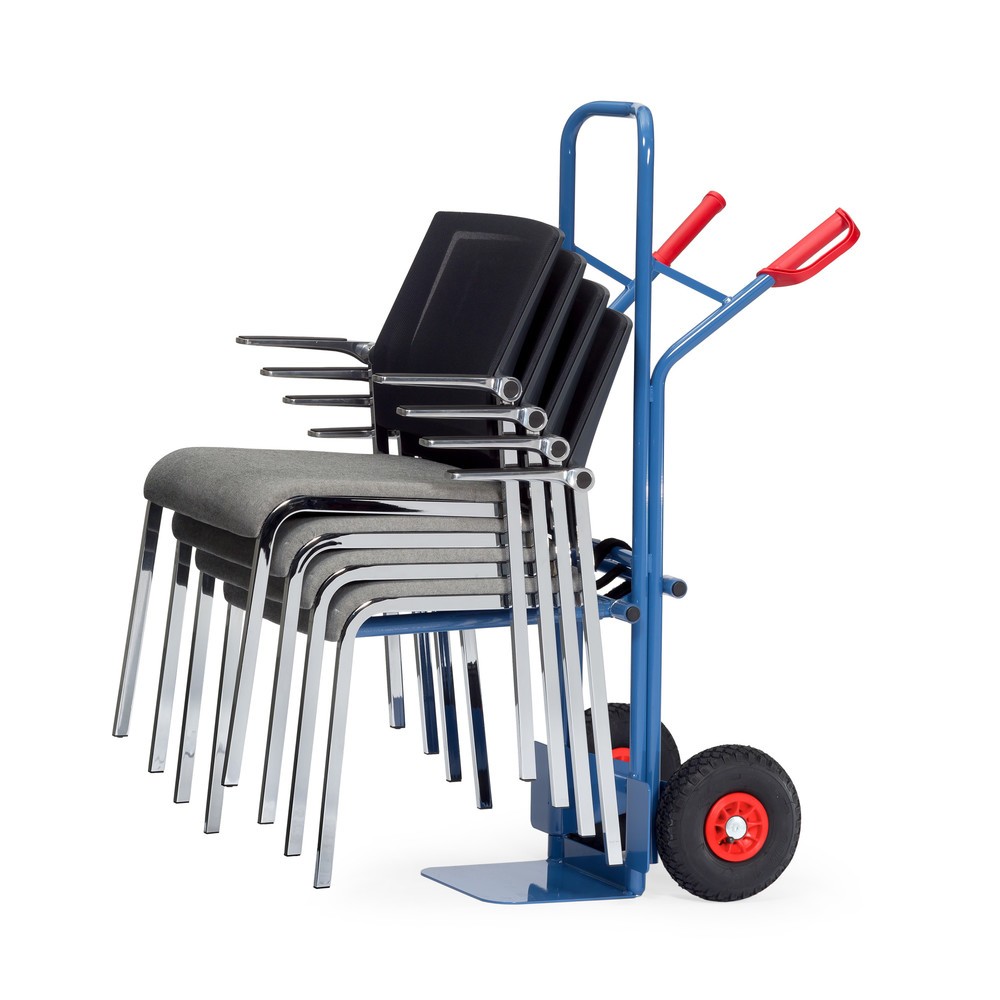 Numéro de l'image du produit 3: fetra® Diable porte-chaises en acier, capacité de charge 300 kg, bavette lxP 320 x 250 mm, pneumatiques gonflables
