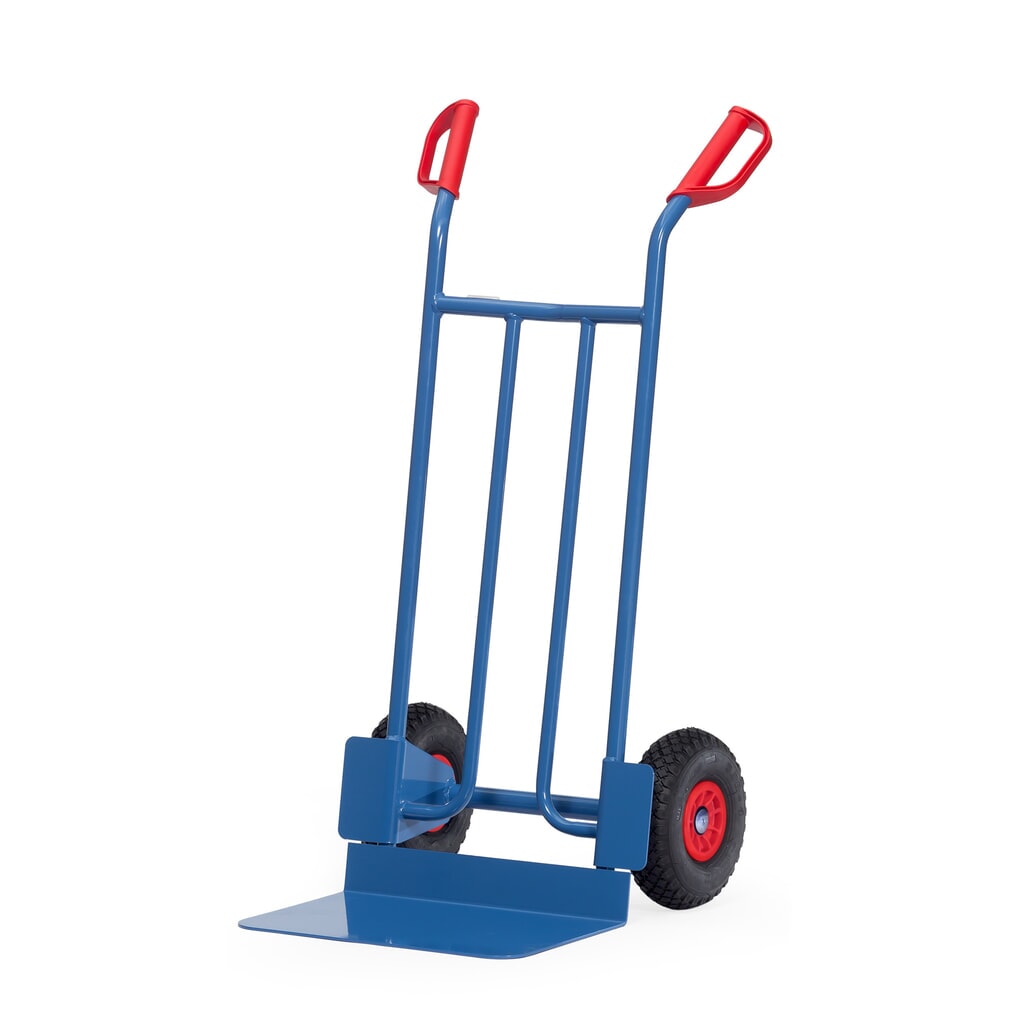Diable empilable fetra®, hauteur 1 150 mm, capacité de charge 250 kg, pelle L x P 480 x 300 mm, simple, pneumatiques en PU Illustration du produit: Diable empilable fetra®, hauteur 1 150 mm, capacité de charge 250 kg, pelle L x P 480 x 300 mm, simple, pneumatiques en PU