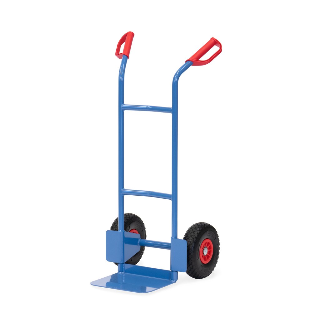 Numéro de l'image du produit 1: fetra® Diable empilable, capacité de charge 200 kg, bavette lxP 320 x 250 mm, simple, pneumatiques PU
