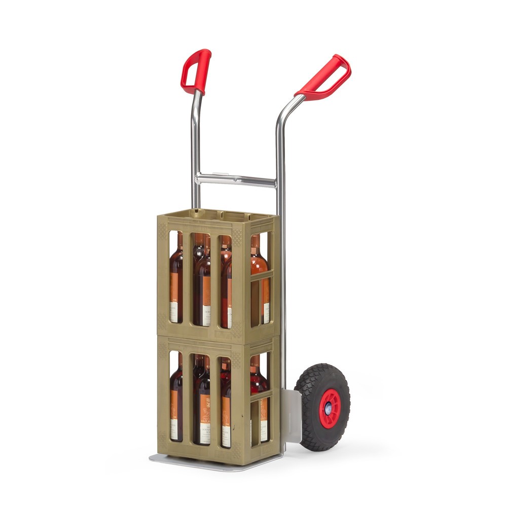 Numéro de l'image du produit 3: fetra® Diable empilable en aluminium, capacité de charge 150 kg, bavette lxP 320 x 250 mm, pneumatiques PU
