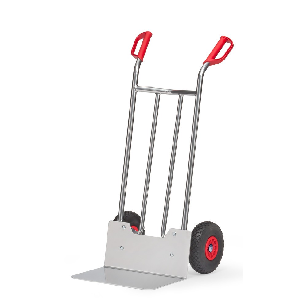 Illustration du produit: fetra® Diable empilable en aluminium, capacité de charge 150 kg, bavette lxP 480 x 300 mm, pneumatiques PU