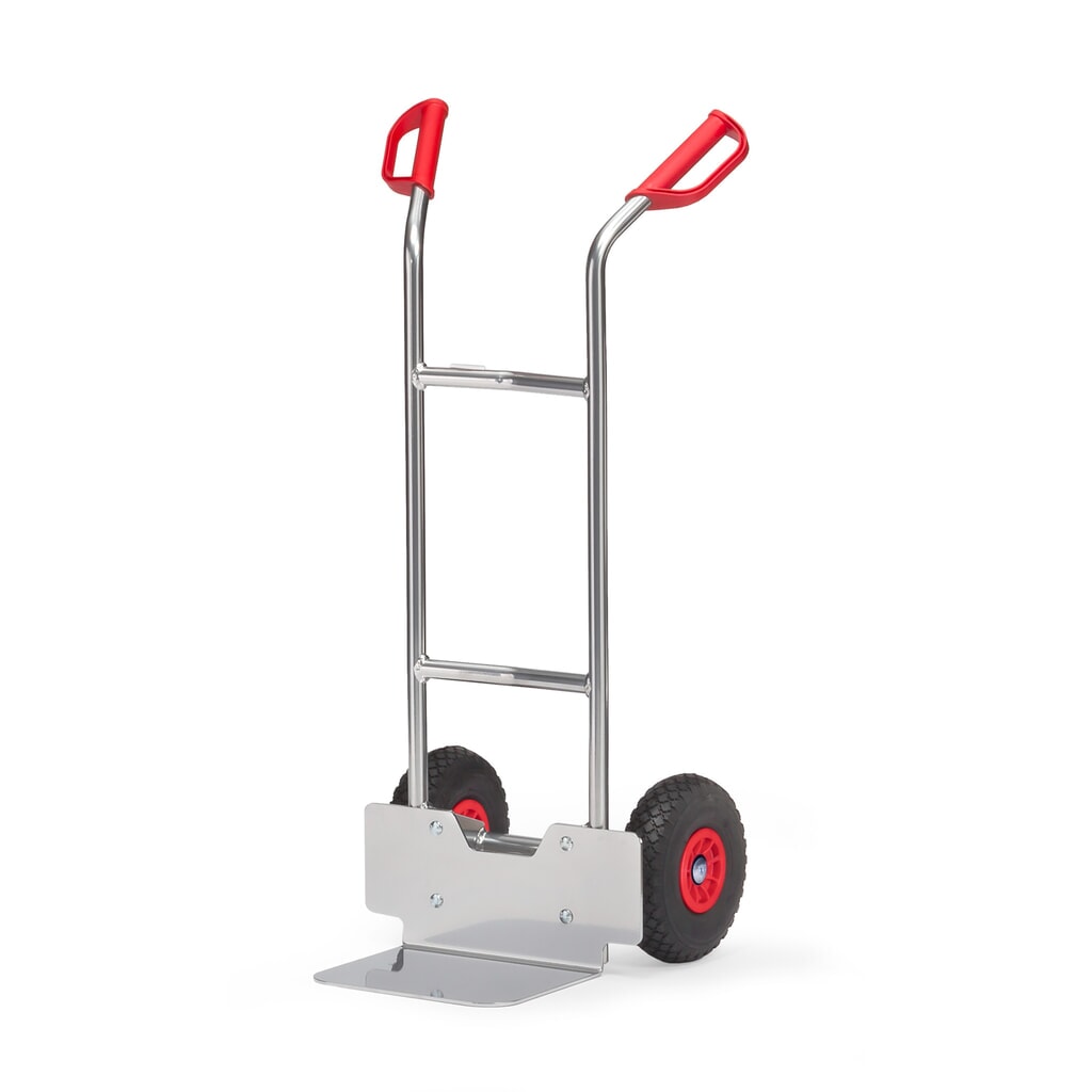 fetra® Diable empilable en aluminium, capacité de charge 150 kg, bavette lxP 320 x 250 mm, pneumatiques PU Illustration du produit: fetra® Diable empilable en aluminium, capacité de charge 150 kg, bavette lxP 320 x 250 mm, pneumatiques PU
