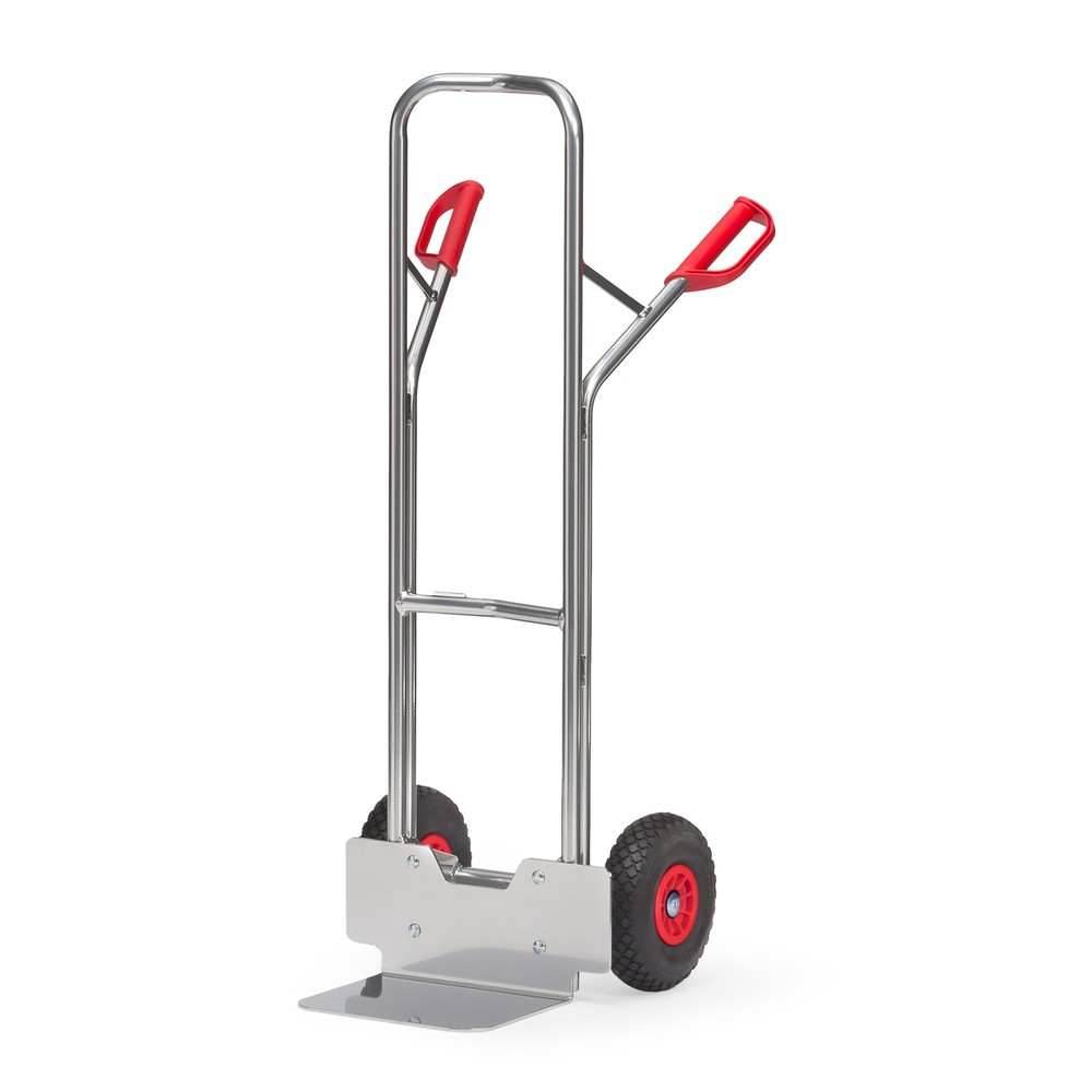 Illustration du produit: fetra® Diable empilable en aluminium, capacité de charge 200 kg, bavette lxP 320 x 250 mm, pneumatiques PU