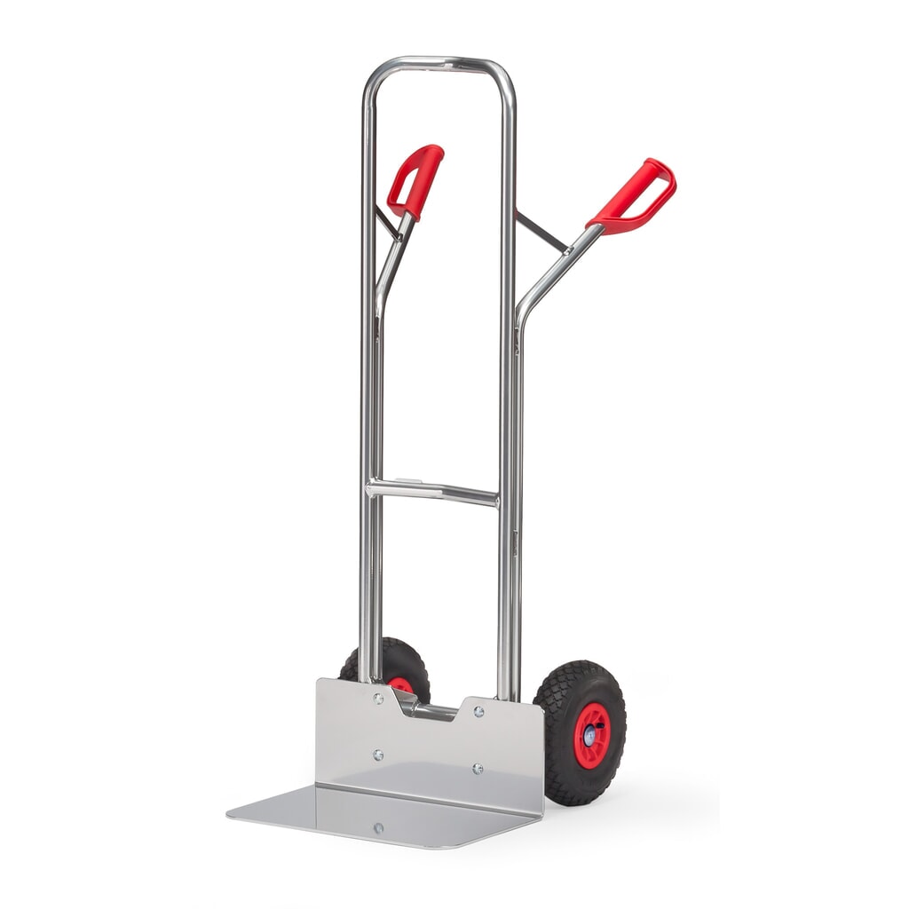 Illustration du produit: fetra® Diable empilable en aluminium, capacité de charge 200 kg, bavette lxP 480 x 300 mm, pneumatiques gonflables