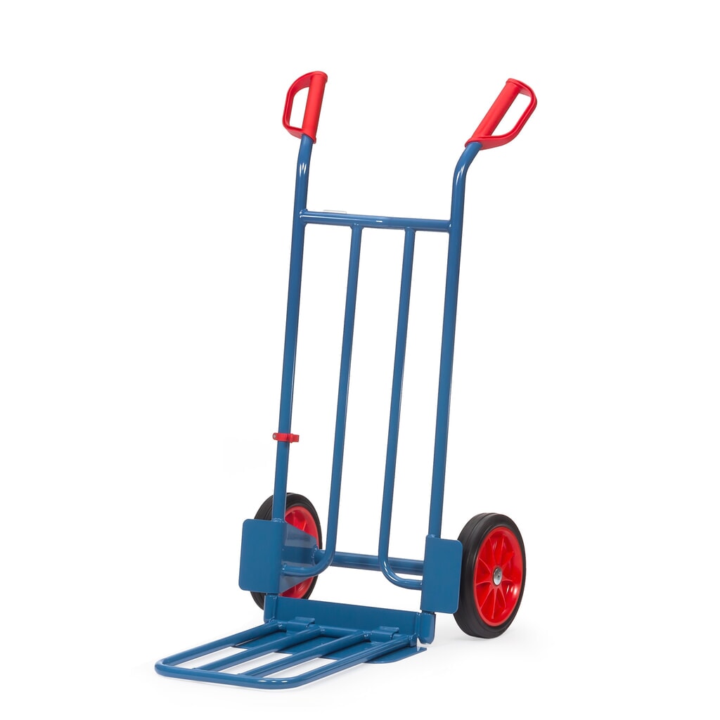 N° de l'image du produit 1 : fetra® Diable à colis, avec bavette rabattable, capacité de charge 250 kg, bavette lxP 400 x 150 mm, pneumatiques à bandage plein