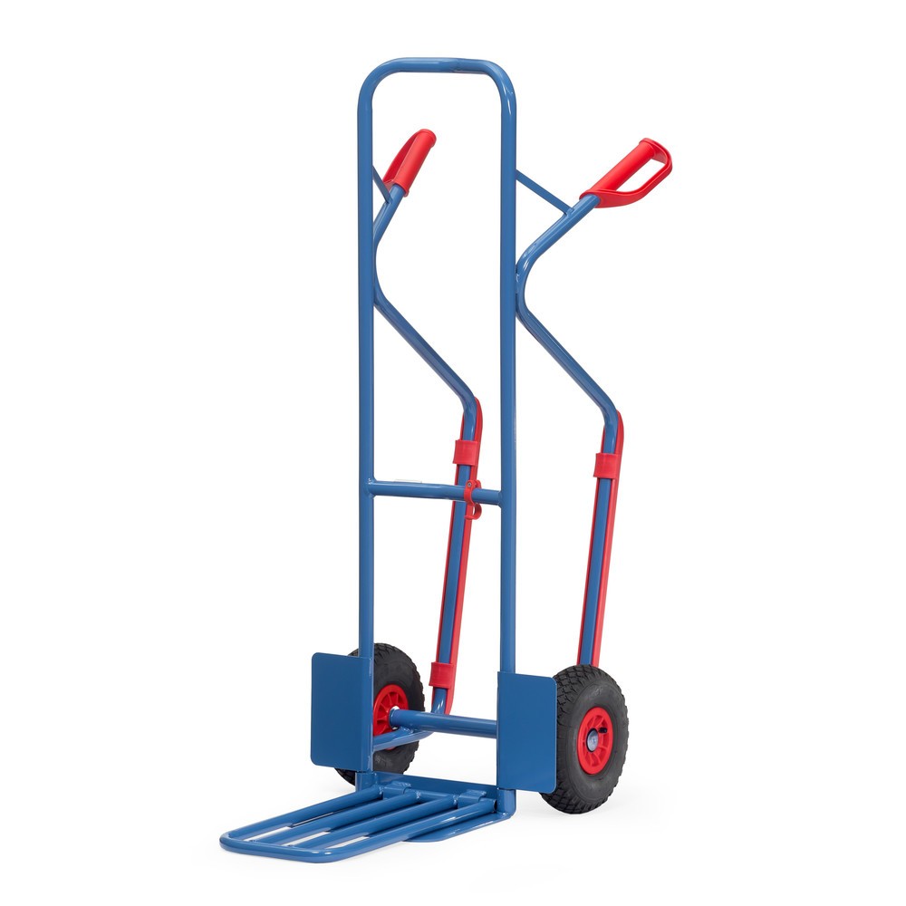 Numéro de l'image du produit 1: fetra® Diable à colis, avec bavette rabattable + patins, capacité de charge 300 kg, bavette lxP 320 x 250 mm, pneumatiques gonflables