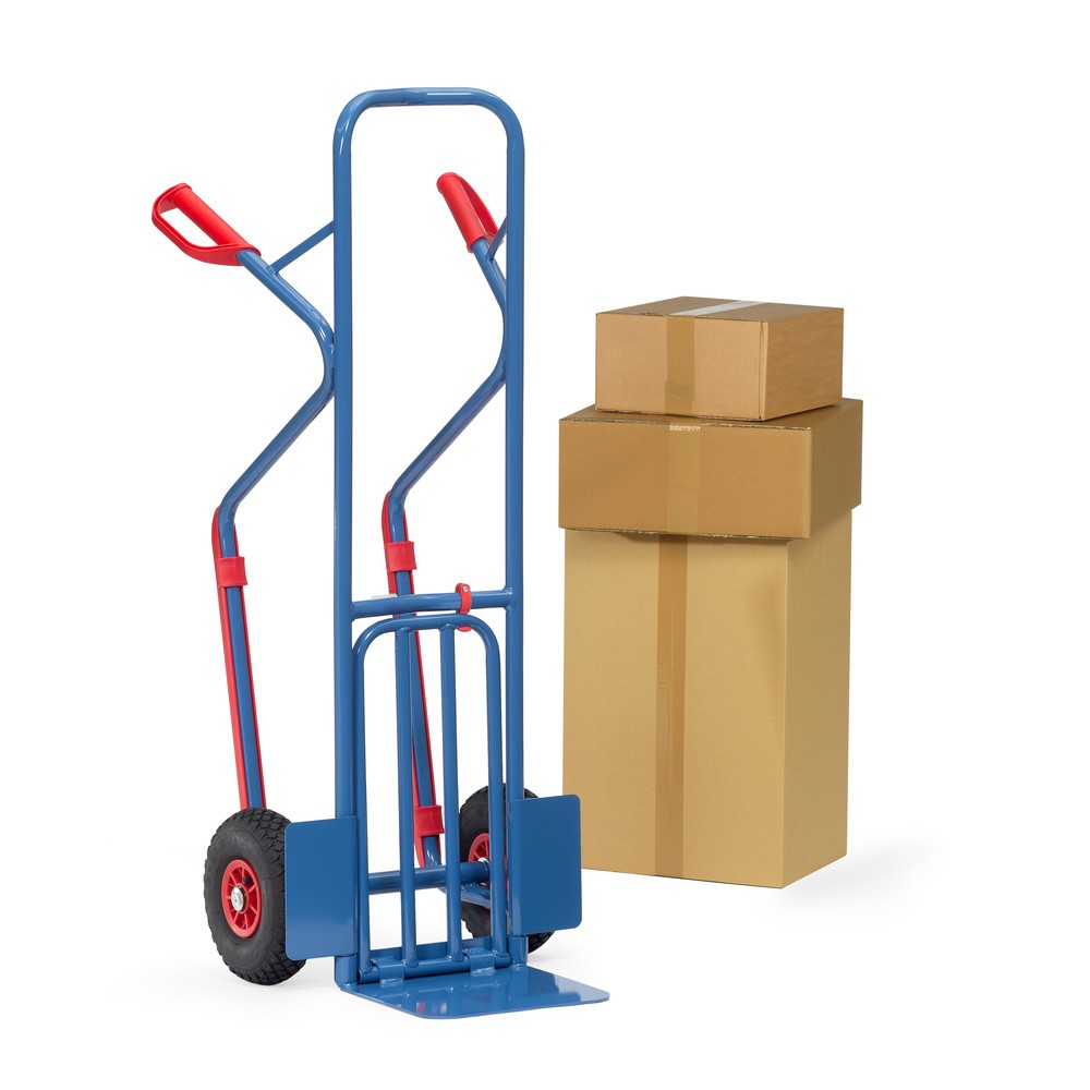 Numéro de l'image du produit 6: fetra® Diable à colis, avec bavette rabattable + patins, capacité de charge 300 kg, bavette lxP 320 x 250 mm, pneumatiques gonflables