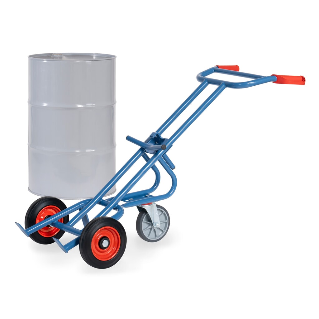 Illustration du produit: fetra® Diable porte-fûts, capacité de charge 300 kg, avec galet d’appui, pneumatiques à bandage plein