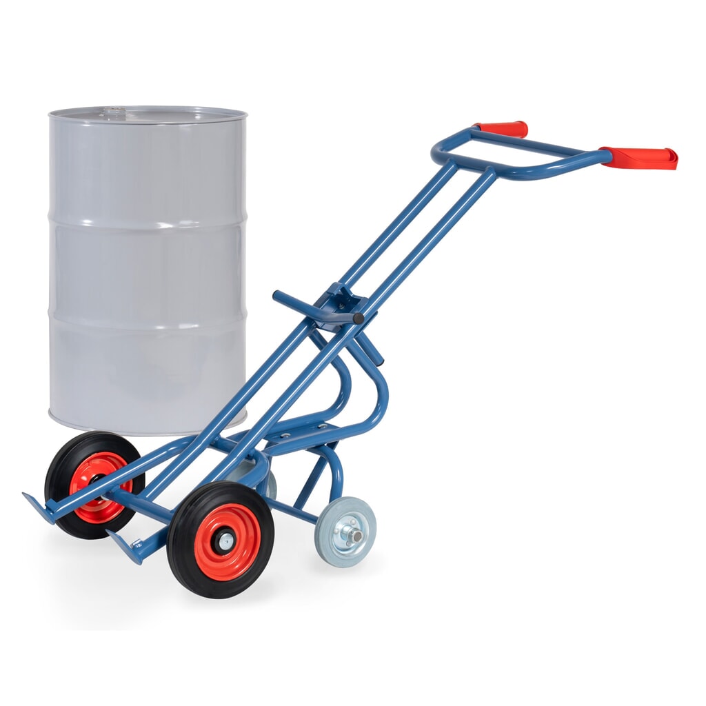 Illustration du produit: fetra® Diable porte-fûts, capacité de charge 300 kg, avec 2 galets d’appui, pneumatiques à bandage plein