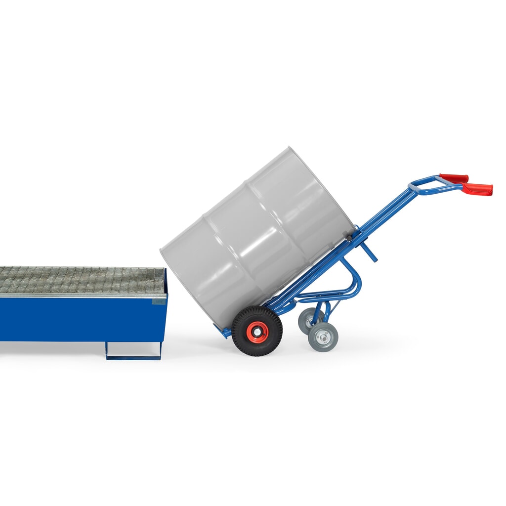 Illustration du produit: fetra® Diable porte-fûts, capacité de charge 300 kg, avec 2 galets d’appui, pneumatiques gonflables