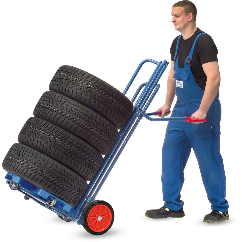 N° de l'image du produit 7 : fetra® Diable porte-pneus en acier, capacité de charge 200 kg, pour 8 pneus, pneumatiques à bandage plein