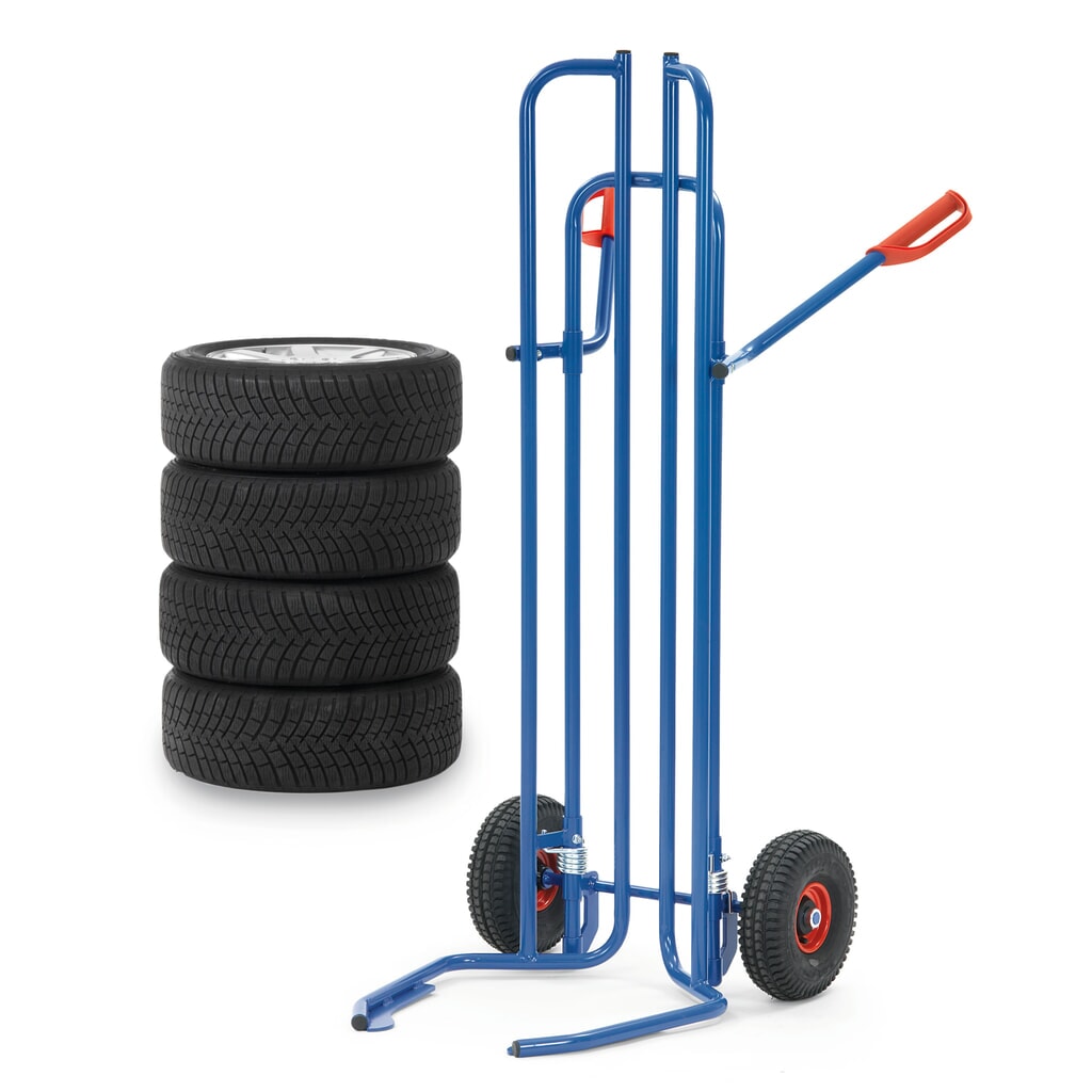 N° de l'image du produit 8 : fetra® Diable porte-pneus en acier, capacité de charge 200 kg, pour 8 pneus, pneumatiques à bandage plein