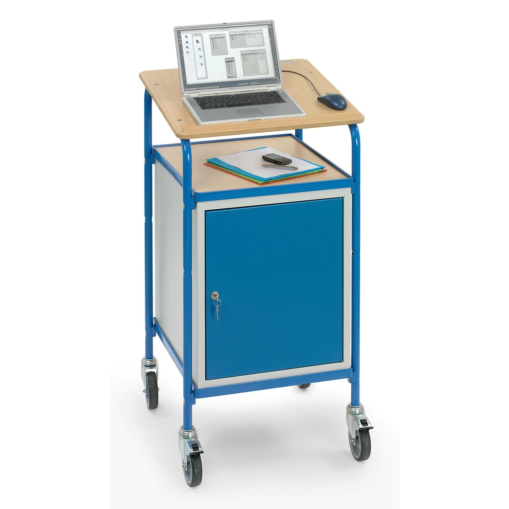 N° de l'image du produit 3 : fetra® pupitre mobile premium avec armoire, 1 tablette fixe + 2 tablettes réglables