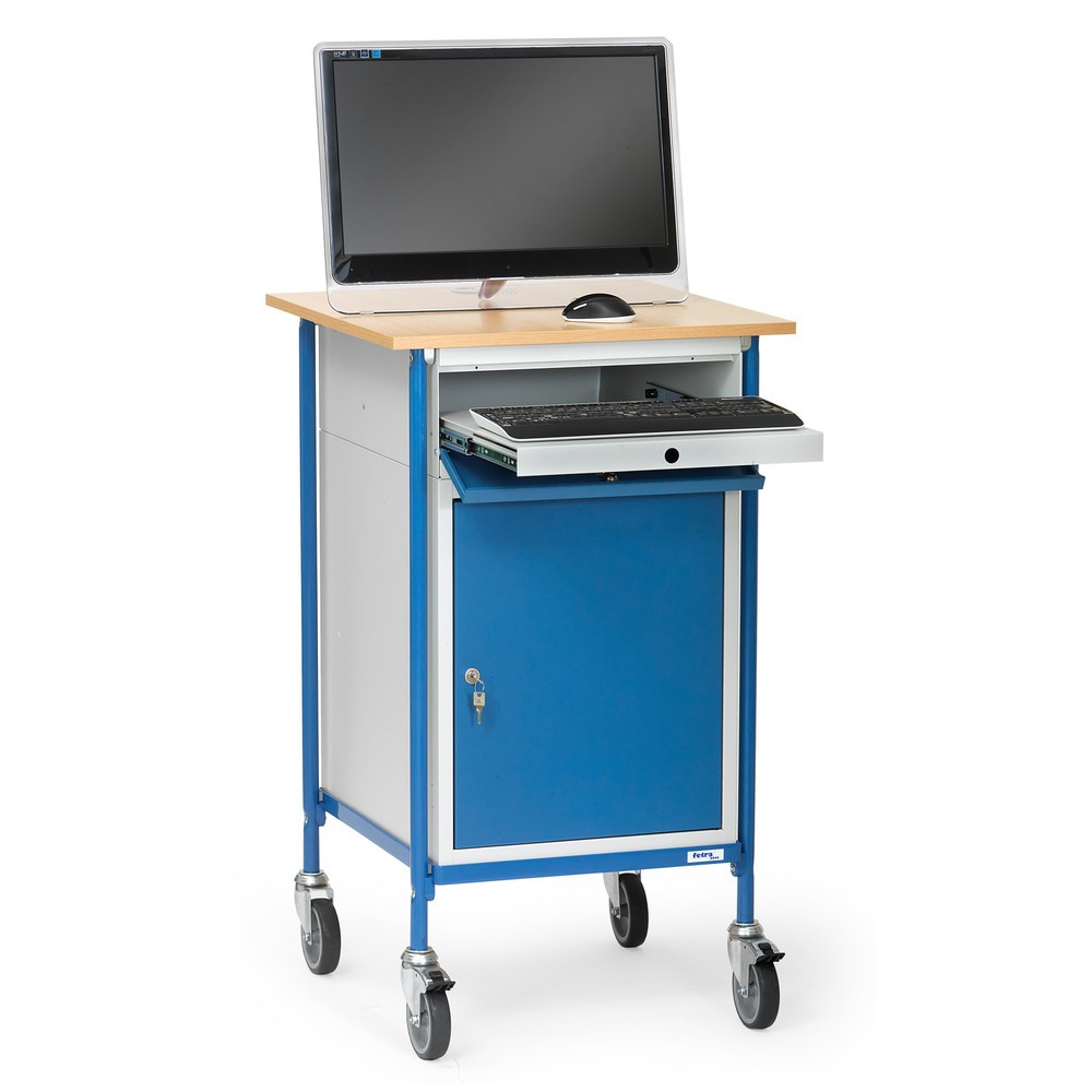 Numéro de l'image du produit 2: fetra® Pupitre Premium avec armoire + tiroir à clavier, 1 tablette fixe + 2 tablettes réglables